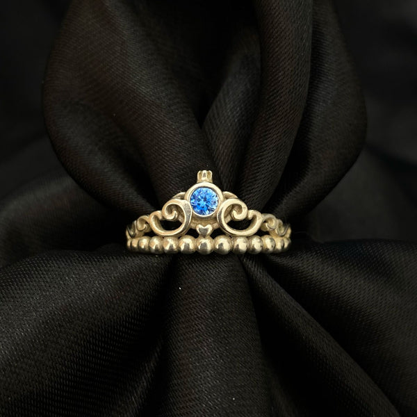 ANILLO DE CORONA CON CIRCON AZUL