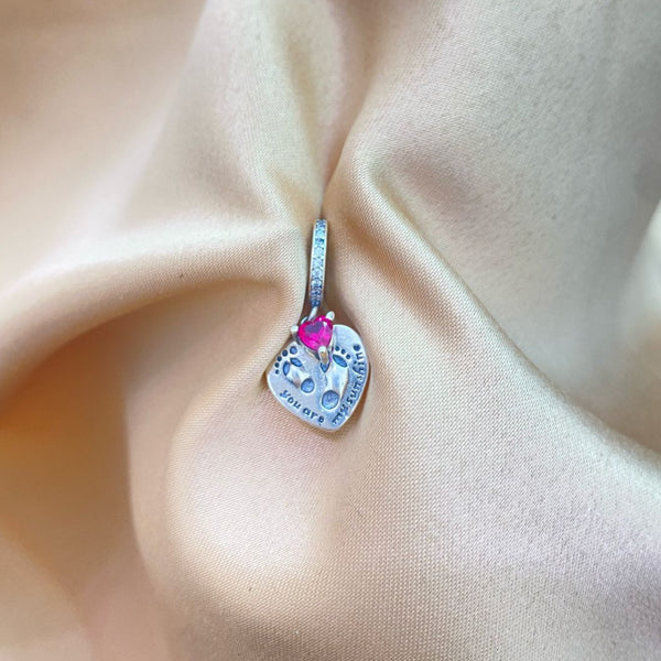 DIJE PARA BRAZALETE DE CORAZON CON HUELLAS