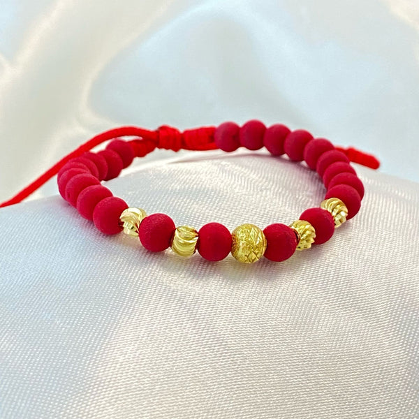 PULSERA ROJA CON NEOPRENO Y BALINES DIAMANTADOS