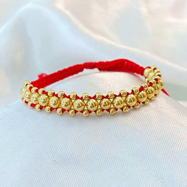 PULSERA ROJA SEMITEJIDA FULL BALINES
