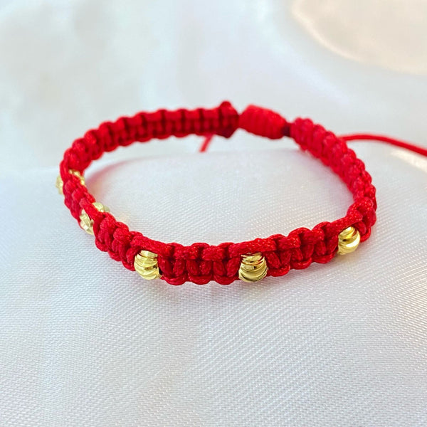 PULSERA ROJA ENTRETEJIDA DE BALIN DIAMANTADO