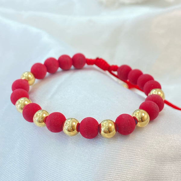 PULERA ROJA CON NEOPRENO DE 7 BALINES