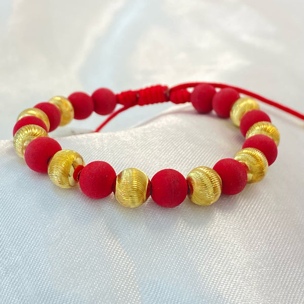 PULSERA ROJA DE NEOPRENO Y BALIN GRABADO