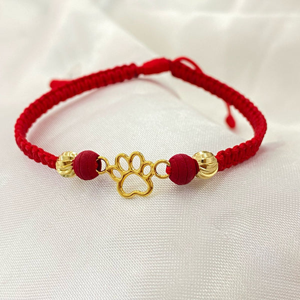 PULSERA ROJA DE HUELLA CON NEOPRENO Y BALIN DIAMANTADO
