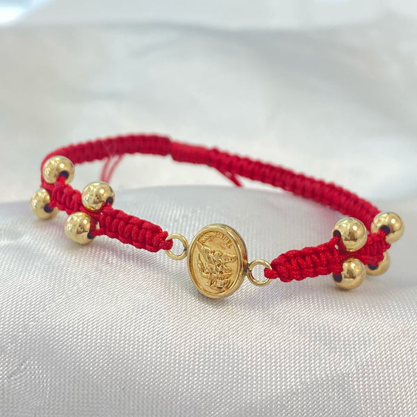 PULSERA ROJA DE SAN MIGUEL ENTRETEJIDA CON BALIN