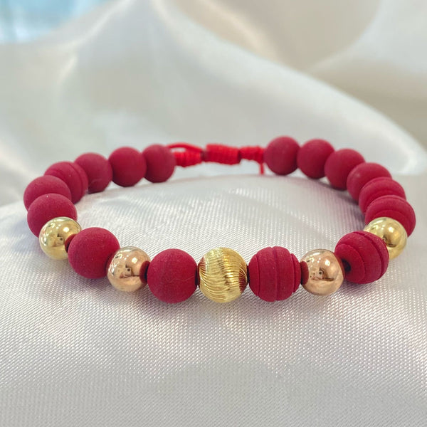 PULSERA ROJA DE NEOPRENO CON CENTRO DIAMANTADO