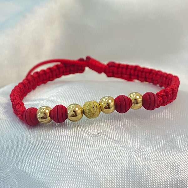 PULSERA ROJA TEJIDA CON NEOPRENO Y CENTRO MEZCLADO