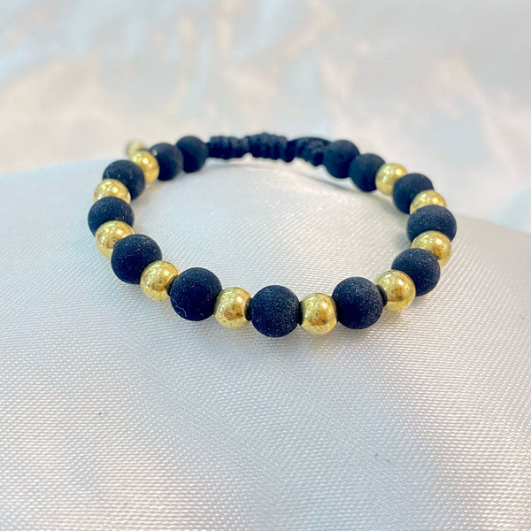 PULSERA NEGRA CON NEOPRENO Y BALIN INTERCALADOS