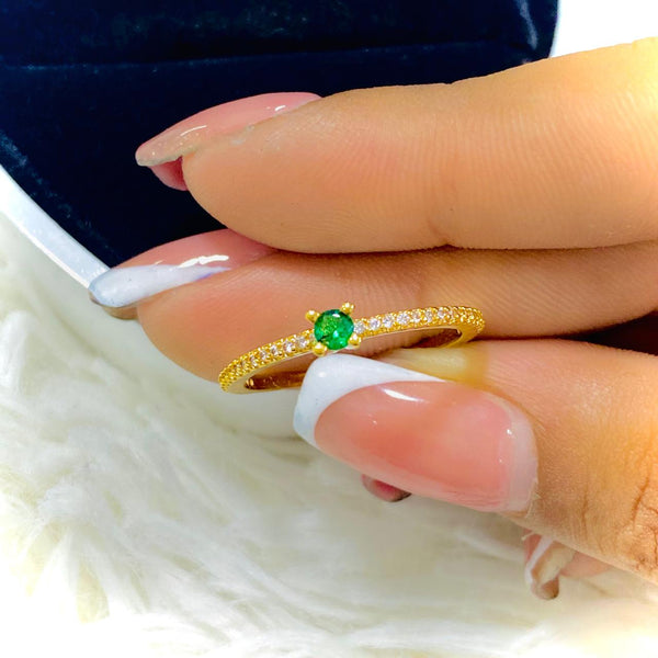 ANILLO SOLITARIO MICROCIRCON VERDE
