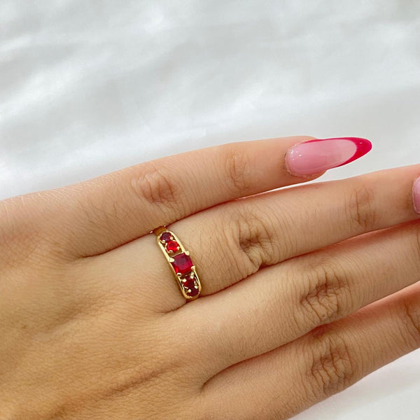 ANILLO CIRCONES ROJO