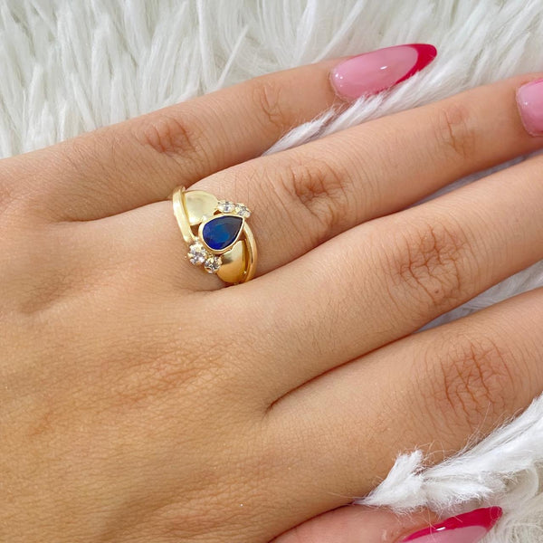 ANILLO CIRCON AZUL OVALADO