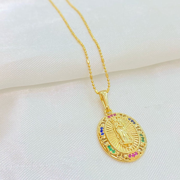 DIJE MEDALLA GUADALUPE CIRCON COLORES