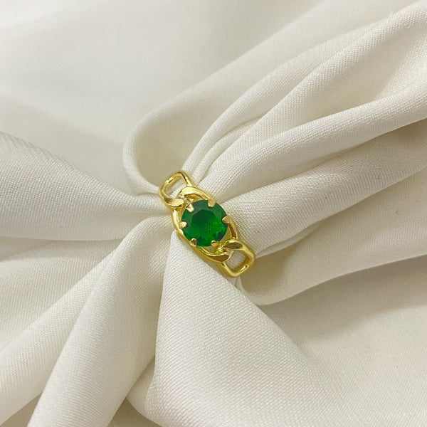ANILLO CUBANO CIRCON VERDE
