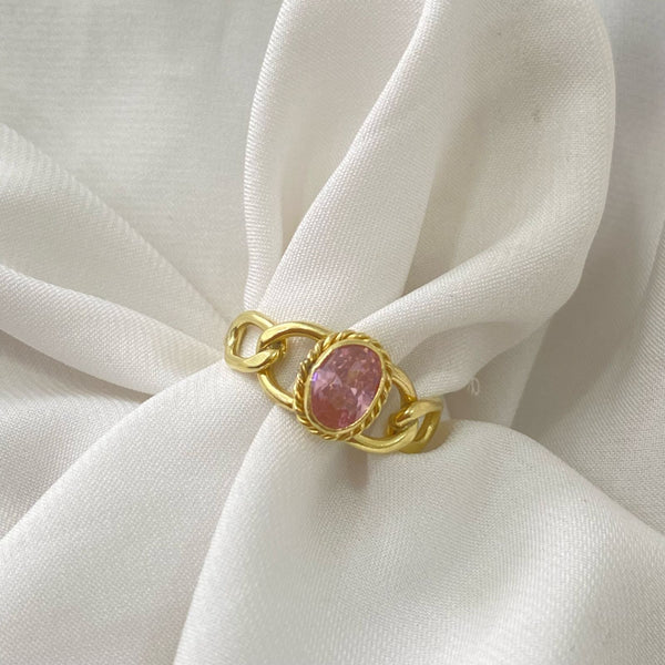 ANILLO CUBANO CIRCON GRANDE ROSA